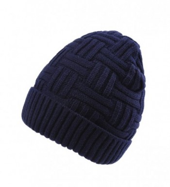 JOYEBUY Men Women Winter Skull Cap Warm Wool Slouchy Beanie Hat Windproof Hat Valentine's Gift - Navy Blue - CM185UCZMH4