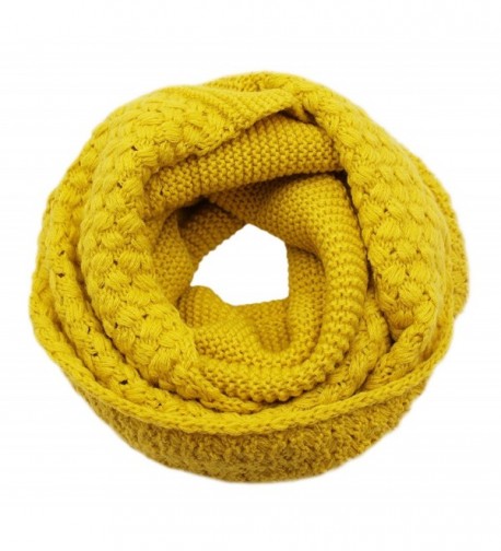 Girls Women Fashion Solid Thick Knitted Scarf Winter Warm Infinity Loop Scarf Thick Neckerchief - Yellow - CX1870R9YXE