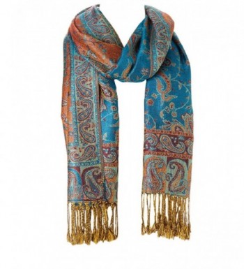 Women's Stylish Warm Blanket Scarf Gorgeous Wrap Shawl Pashmina Winter solid Color Scarves - Blue Orange - CR184XWXWIY