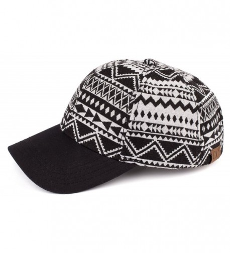 Funky Junque's C.C Women's Tribal Aztec Tapestry Festival Velcro Baseball Cap - Black/Ivory - CA17XQ9XMMM