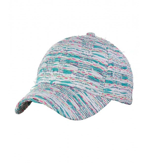 C.C Silver Metallic Multicolor Weaved Adjustable Precurved Baseball Cap Hat - Mint - CF17YC5Z4NU