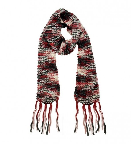 Long Two-Tone Knit Unisex Winter Scarf - Red - CD117XRA829