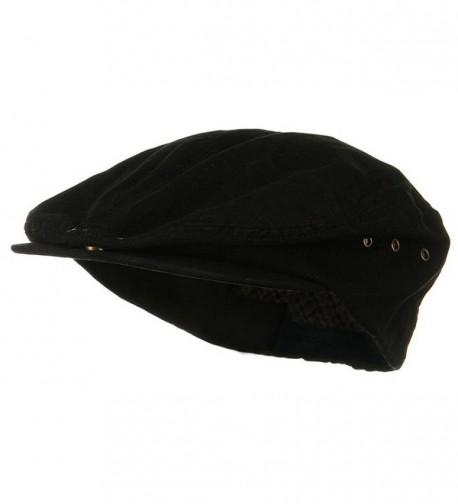 Mens Black Washed Canvas Ivy Ascot Cabbie Cap - CC11QRV3L3L