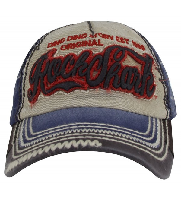 Rock Shark Distressed Vintage Cotton embroidered Baseball Cap Snapback ...