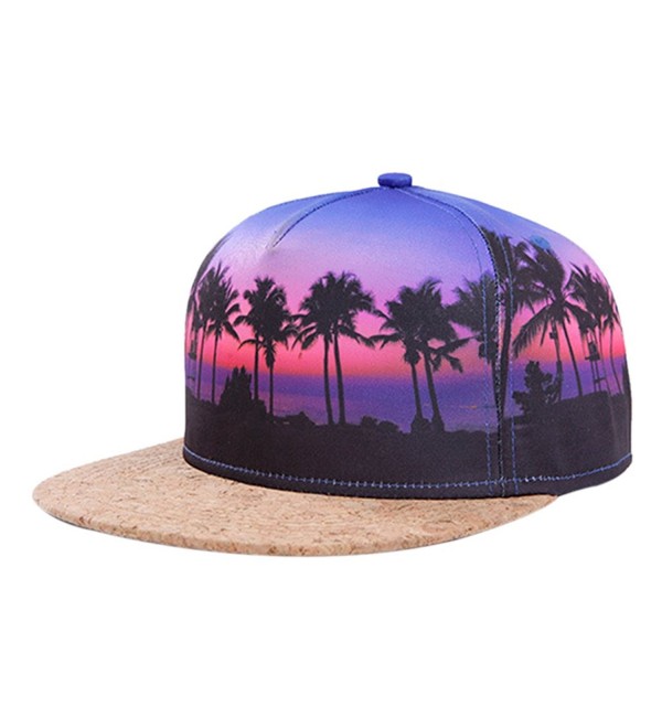 So'each Galaxy Hawaii Coconut Tree Print Flatbill Visor Snapback Cap Baseball Hat - CCT-H70 - CH12FM1UB9D