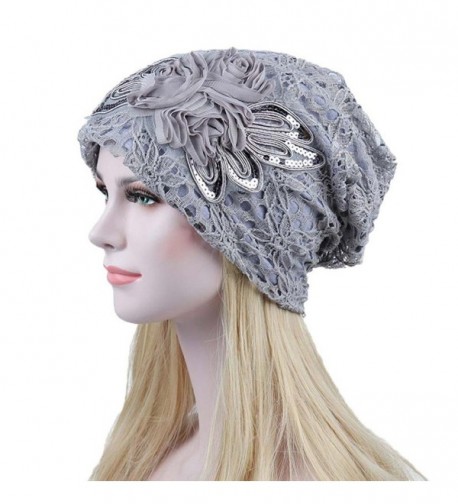 Witspace Chemo Hats- Women Printing Cancer Chemo Hat Beanie Scarf Turban Head Wrap Caps - Gray - C5180A53SGL