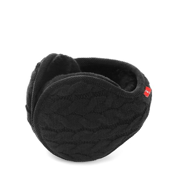Winter Warm Knit Earmuffs Polemax Foldable Adjustable Men Women Ear Muffs Headband - Black - CC188M2OL9D