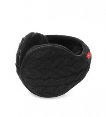 Winter Warm Knit Earmuffs Polemax Foldable Adjustable Men Women Ear Muffs Headband - Black - CC188M2OL9D