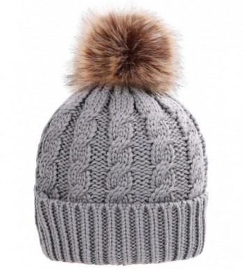 Simplicity Men / Women Winter Hand Knit Slouchy Beanie - Pom Style_grey - C612BZWD28Z