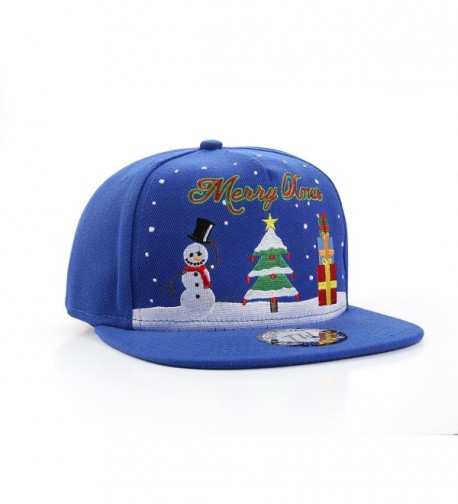 MERRY XMAS Christmas Tree & Snowman Snapback Baseball Cap C017Z26M7CE