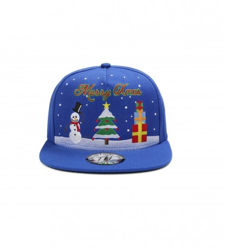 MERRY XMAS Christmas Tree & Snowman Snapback Baseball Cap C017Z26M7CE