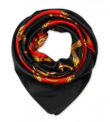 Women's Silk Scarf Belt Pattern Large Square Satin Headscarf Headdress 35" - 7 - CC187OSA0AS