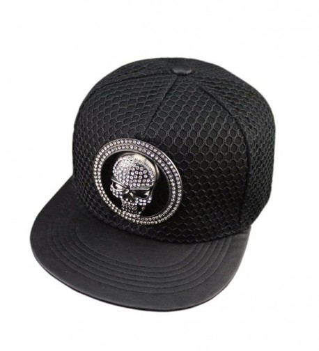 Kafeimali Men's Women's Hip-hop Hat Metal Skull Baseball Caps Sports Sun Hats - Black - CA12ELHDZPV