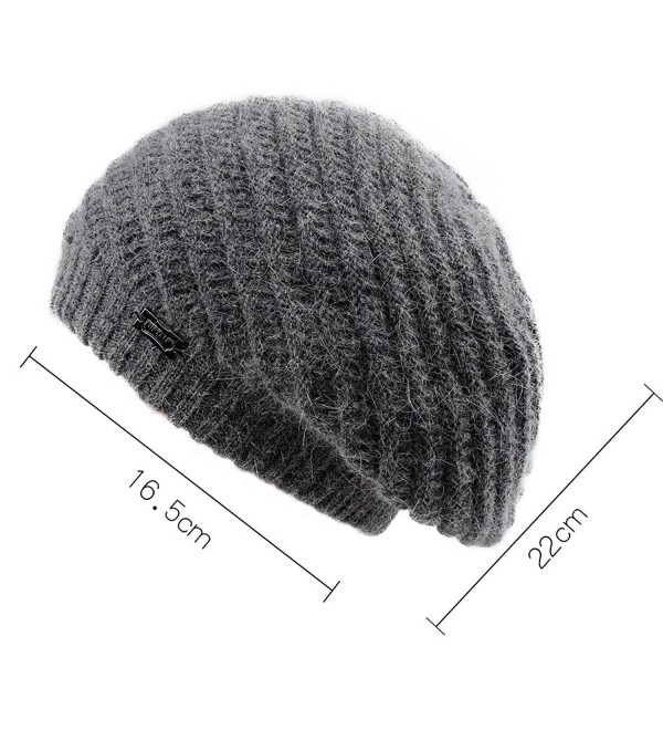 French Beret Knit Hat Angora Wool Winter Beanie Cap Real Fur Pom Pom ...