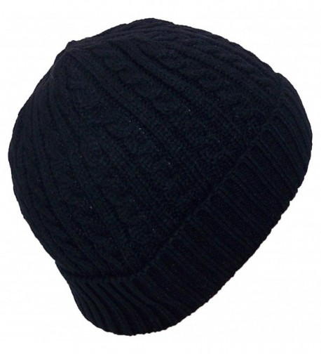 Angela & Williams Adult Tight Cable & Rib Knit Cuffed Winter Hat (One Size) - Black - C011SFJQ8GP