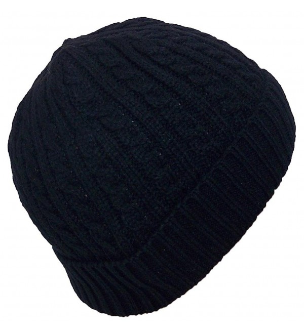 Angela & Williams Adult Tight Cable & Rib Knit Cuffed Winter Hat (One Size) - Black - C011SFJQ8GP