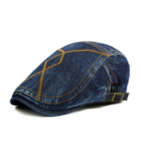 ZLS Men's Newsboy Denim Vintage Irish Ivy Cabbie Driving Caps Hats - Darkblue - C312O5LTGOR