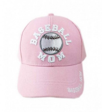 Aesthetinc Stone Bling Bling Baseball Soccer Basketball Football Sport Mom Cap - Baseball Pink - CN183R6QG9Y