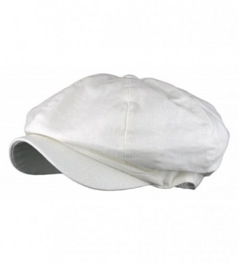 Men's Linen 8 Panel Applejack Gatsby Newsboy Ivy Hat - White - CM121X4USFP