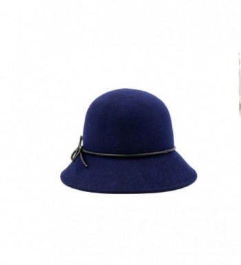 AccessHeadwear Alpas Ladie's Hannah 100% Wool Felt Cloche Hat - Navy - CZ187IE49Y6