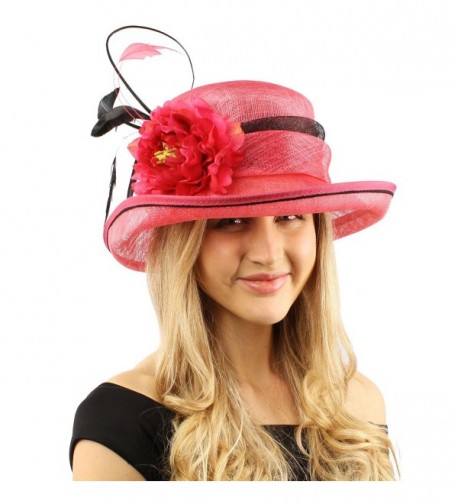 Victorian Sinamay Feather Hat Fuchsia