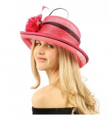 Victorian Sinamay Feather Hat Fuchsia in Women's Bucket Hats