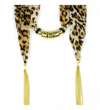 Tassel Chain Ends Leopard Jewelry Necklace Beaded Scarf Nl-2031-2 Colors - Nl-2031a-golden - CW11E87MX0N