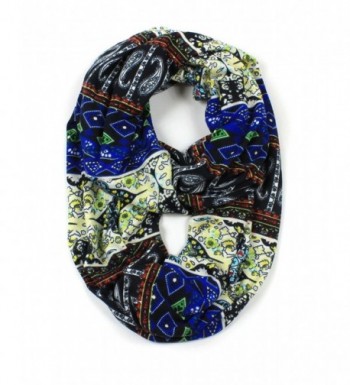 Jersey Knit Paisley Infinity Scarf - Blue - CE12CLAUDDB