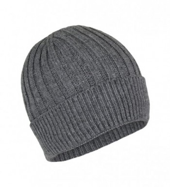Elliott and Oliver Co. Classic Ribbed Cable Knit Beanie Hat-Unisex Warm Fleece Lined Acrylic Winter Cap - Grey - CM1868GT6LY