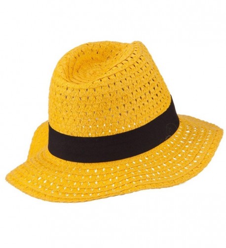 Paper Crushable Panama Hat Yellow in Men's Fedoras