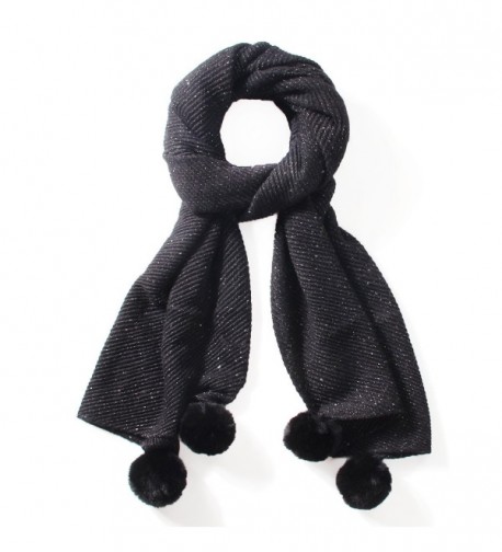 LOUISE&FIONA Plain Colors Cashmere Feel Long and Thick Wool Scarf Wrap Shawl - Black - CL187EH4A8W