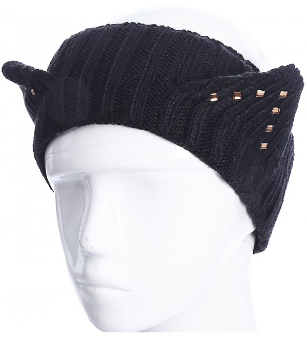 Womens Fashion Headbands Knit Ear Warmers Cute Hairbands Winter Warm Head Wraps - Black Rivet - CZ188LYOKC9