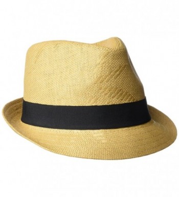 Henschel Men's Straw Fedora With Black Band - Beige - CD12H9AJH1R