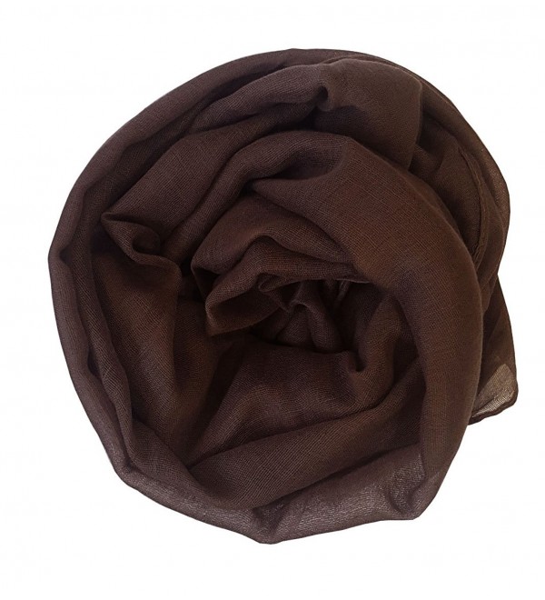 SoLine Solid Color Scarves Shawl Blanket Warm Warp lightweight Large Scarf for Women - Deepbrwon - CE18C3T5HS8