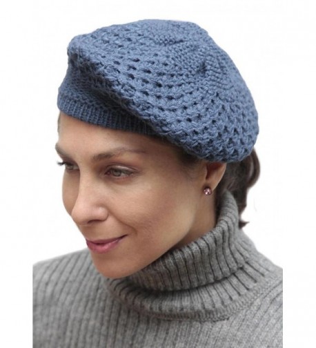 Womens Alpaca Knitted Beret Steel