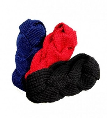 Mellons Women's Cable Knit Empty Headband Bow Knot Beanie Headband Wrap Ear Warmer - Blue Black Red - CM188S567Y8