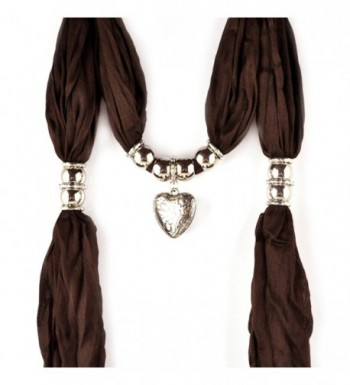 Huan Xun Women's Retro Heart Pendant Jewelry Necklace Wrap Scarves - G Brown - C711OM4X60D