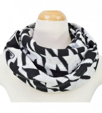 Classic Premium Houndstooth Knit Infinity Loop Circle Scarf - Diff Colors Avail - Black/White - CZ11U2IJIXR