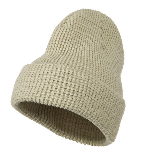 Big Stretch Waffle Stitch Cuff Beanie - Beige (for Big Head) - CA115EHCLHB