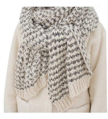 Chunky Cable Soft Mohair Knit Scarf Long Fluffy Wrap for Women Men in Winter FP02 - White - CH187E3XDEN