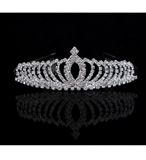 Wedding Party Bridal Bridesmaid Crystal Rhinestones Crown Headband Tiara Hairband - CR126I1DUVR