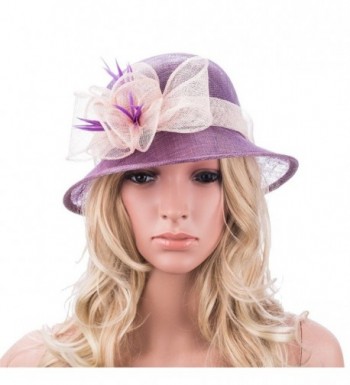 Purple Retro Womens Sinamay Floral Church Cloche Derby Hat T154 - CH12E3IBV5J
