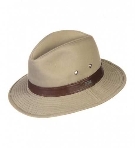 Washed Twill Safari Hat with Leather Band - CF11QLIDMVL