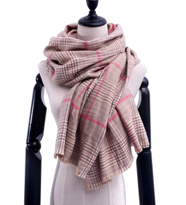 Stylish Plaid Blanket Scarf Fashion Warm Pashmina Scarves Winter Wrap Shawl With Gift Box 79"x27.5" - Beige - CM1872UWM49