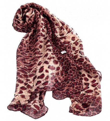 Jemis Women' s Youngful Leopard Silk Scarf 165*52CM - Brown - CU11QJSVC65