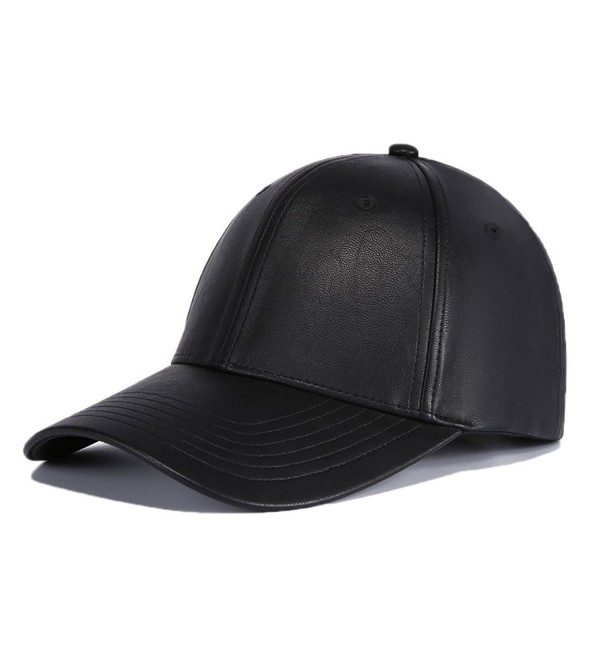 FayTop Unisex PU Leather Cap Adjustable Baseball Hat Cap Snapback Cap V61B039-US - V61b039-black - CJ1880Z72A3