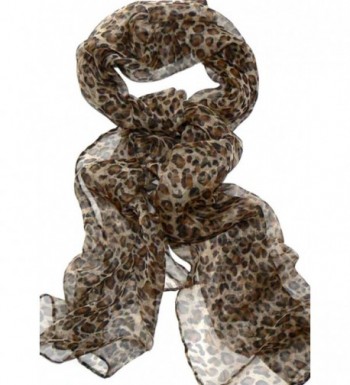 Silk Salon Oblong 100% Silk Scarf Belt Hand Rolled Leopard Prints Brown A722 - C611HSOQVIN