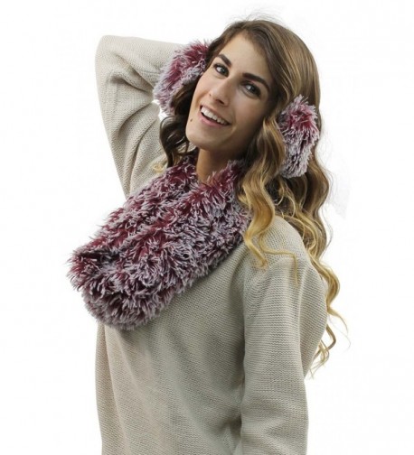Burgundy Plush Infinity Scarf Earmuff in Cold Weather Scarves & Wraps