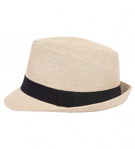 Mens Womens Straw Summer Short Brim Fedora Hat Trilby Beach Gangster ...