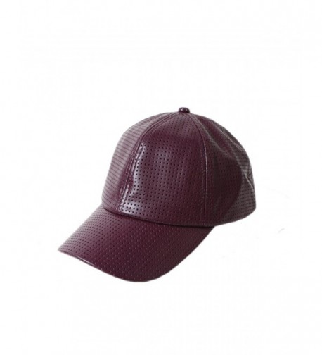 D&Y Women's Perferated Pleather Baseball Cap - Wine - CO12FH5EK19